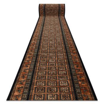Alfombra De Pasillo Lana Kashqai 4301/500 Oriental, Marco Verde / Beig 80x190 Cm