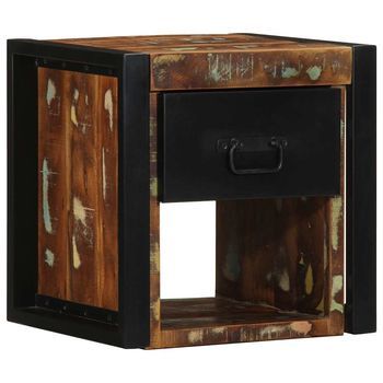 Mesilla De Noche - Mueble Para Dormitorio - Madera Maciza Reciclada - Multicolor (40x35x40cm)