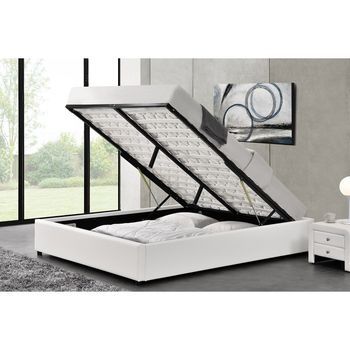 Cama Con Canapé Abatible 160 X 200 Cm Blanco Kennington