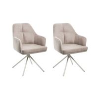 conjunto de 2 sillas de comedor modernas de tela asiento acolchado patas de metal beige giratorias gris pardo mira