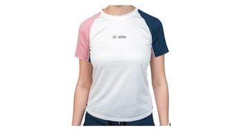 Camiseta de manga corta para mujer oxsitis x train blanco rosa
