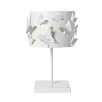 lampara de mesa farfallosa 20x20x372 cm de hierro perforado con mariposas en relieve efecto de luz decorativa casquillo e27 made in italy blanco