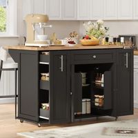 isla de cocina con encimera abatible ruedas bloqueables y almacenaje 120  70  87 cm