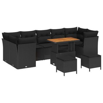 Conjunto De Sofás De Jardín 10 Pcs Negro Ratán Sintético Vidaxl