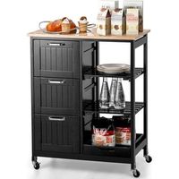 carrito de cocina con ruedas bloqueables costway 67x 37 x 84 cm