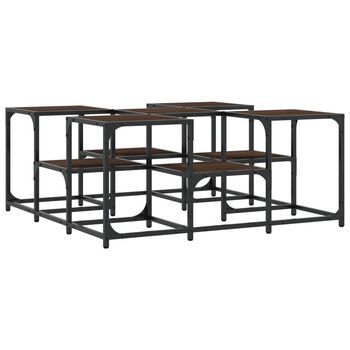 Mesa De Café - Mesa De Centro Madera De Ingeniería Roble Marrón 91x91x40 Cm