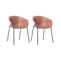 conjunto de 2 sillas de jardin asiento de plastico patas de metal negras aptas para todo tipo de clima modernas marron meteora