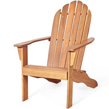 Costway Silla Adirondack de Exterior de Madera Acacia para Patio Jardín Ergonómico Sillón para Balcón Piscina 69 x 88 x 103 cm