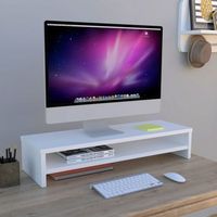 soporte monitor con estante intermedio de madera henor soporte balda 82 x 265 x 16 cm - blanco