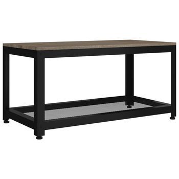 Mesa De Centro 45x90x45 Cm Mdf Con Chapa De Roble Y Hierro - Gris