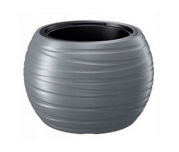 Maceta redonda con deposito 25l maze de plastico en color gris piedra 39,6 (largo) x 39,6 (ancho) x 26 (altura) cm