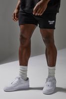 pantalon corto regular de tela rizo con estampado training dept negro