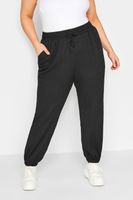 yours joggers negros de tejido rugoso mujer curvy y tallas grandes yours