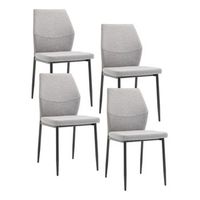 pack de 4 sillas nobles silla para salon comedor con patas metalicas y tapizada en tela en color gris