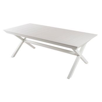 Mesa Para Exterior Extensible De 215 Cm A 295 Cm, Aluminio Color Blanco, Medidas 215 A 295x98x78 Cm, Mesa De Comedor De Jardín, Mobiliario De Patio, Mesa Para Terraza