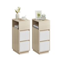 mesita de noche estrecha beige natural  blanco nube  2