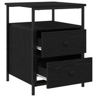 pack 2 uds mesita de noche  armario de noche  mesa de noche con cajon roble negro 34 x 355 x 50 cm