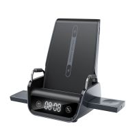 cargador inalambrico de escritorio 4 en 1 k11 15w con soporte para telefono y funcion de visualizacion de hora carga ina