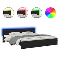 cama matrimonial  cama para adulto  estructura de cama con cabecera roble negro 180 x 200 cm