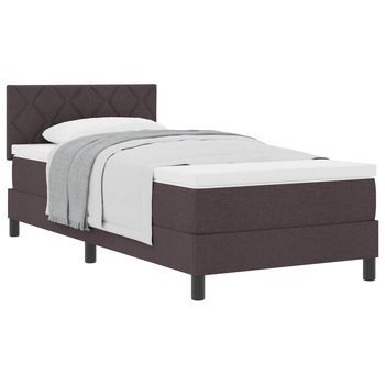Cama Individual | Cama Para Adulto | Cama Tipo Box Spring Manual Marrón Oscuro 90 X 190 Cm Tela