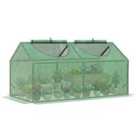 outsunny invernadero de terraza 120x60x60 cm caseta de jardin acero con 2 ventanas enrollables vivero casero para cultivo verde   aosom espana