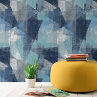 papel pintado rollo perspectiva geometrica azul 53x1000cm