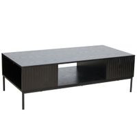 mesa de centro de acero y mdf con decoracion en melamina 120 cm negro