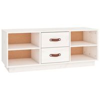 mueble de tv de madera maciza de pino blanco 100x34x40 cm vidaxl