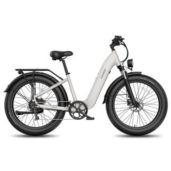 Bicicleta Eléctrica Fafrees F26 Rover Con Neumáticos Anchos, Batería De 48 V Y Sensor De Par, Blanco