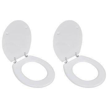 Asiento Inodoro Con Tapas 2 Piezas Mdf Blanco Vidaxl