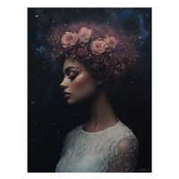 cuadro mujer con flores en pvc multicolor 100x75 cm