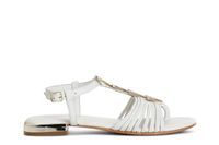 sandalias de piel mignon con accesorio triangulo de pedreria white 36