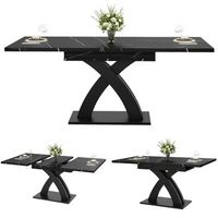 mesa de comedor extensible para 6 personas 160 cm de largo color negro
