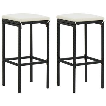 Taburetes De Cocina Con Cojines 2 Uds Ratán Sintético Negro Vidaxl