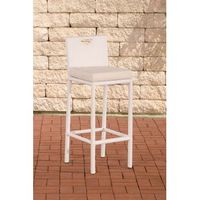 taburete alto de exterior mari con cojin plastico blanco 44x40x108 cm clp