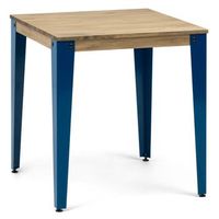 mesa lunds cuadrada 80x80x75cm azul en madera maciza de pino acabado vintage estilo industrial box furniture