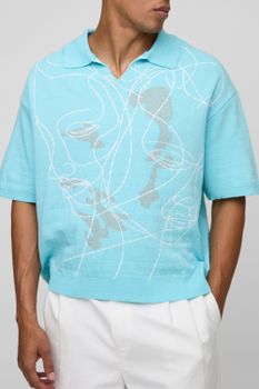 Polo Oversize De Punto Jacquard Con Cara, Verde