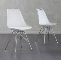 celine white faux leather chrome leg dining chairs - white