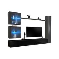 conjunto de muebles de salon mural switch xviii diseno color negro y gris brillante