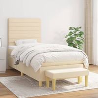 cama individual  cama de adulto  cama box spring con colchon tela color crema 90x190 cm cfw322220