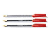 staedtler 430 stick ball pen medium 10mm tip 035mm line red pack of 10