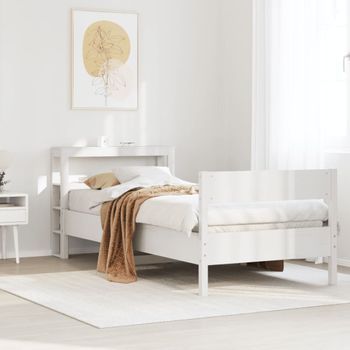 Cama Individual | Cama De Adulto | Estructura De Cama Sin Colchón Madera Maciza Blanca 75x190 Cm Cfw339689