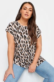 Yours Camiseta Algodón Nude Estampado Leopardo, Mujer Curvy Y Tallas Grandes, Yours