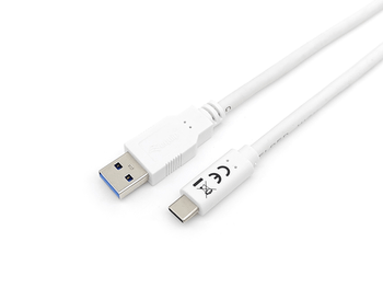 CABLE USB-A MACHO USB-C MACHO USB 3.2 1M TRANSFERENCIA 5G 3A COLOR BLANCO