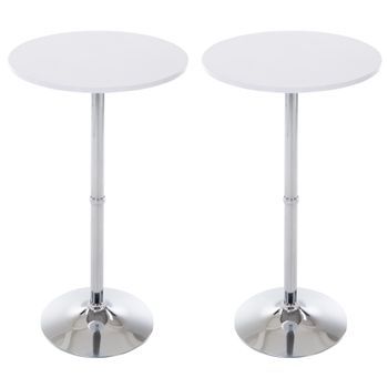 Set De 2 Mesas Redondas De Bar Madera Blanco Mate Ø 60 Cm Clp
