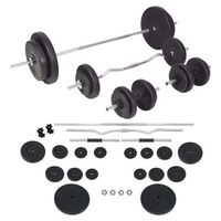 juego de pesas 90 kg barra y mancuernas vidaxl