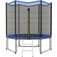 sportnow cama elastica exterior o244 cm trampolin para ninos con red de seguridad escalera y acolchado de muelles azul