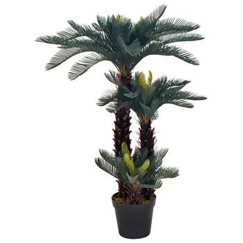 Planta Artificial Palmera Cica Con Macetero 125 Cm Verde Vidaxl