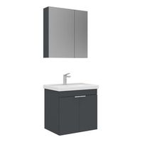 conjunto de mueble con lavabo y espejo 2 piezas  - 60 x 45 x 58 cm - antracita mate