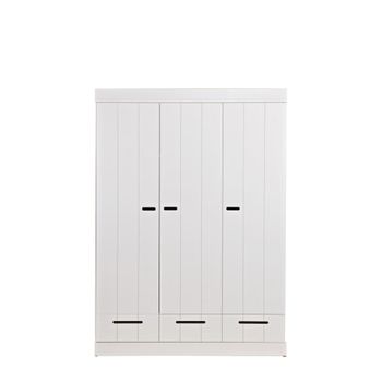 Armario con 3 puertas y 3 cajones en madera blanca